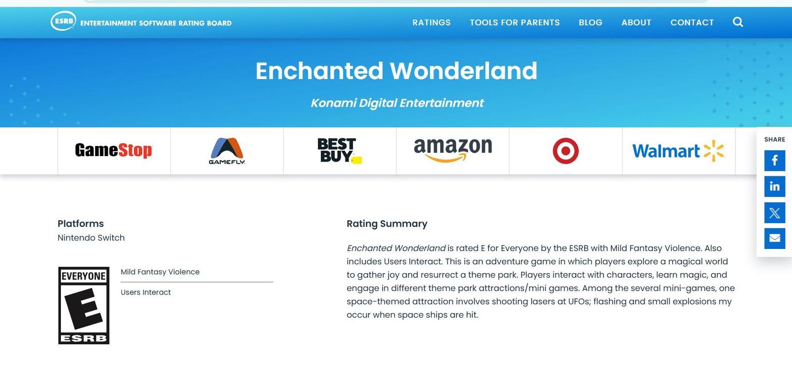 Neoznámený projekt Konami se objevil v databázi ESRB