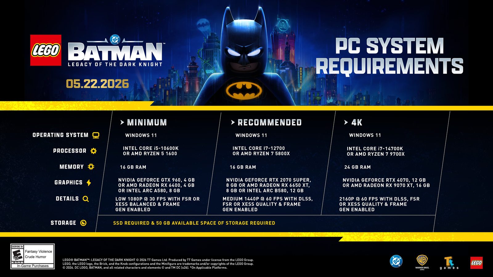 Tituly Subnautica 2 a Lego Batman: Legacy of the Dark Knight odhalily HW nároky