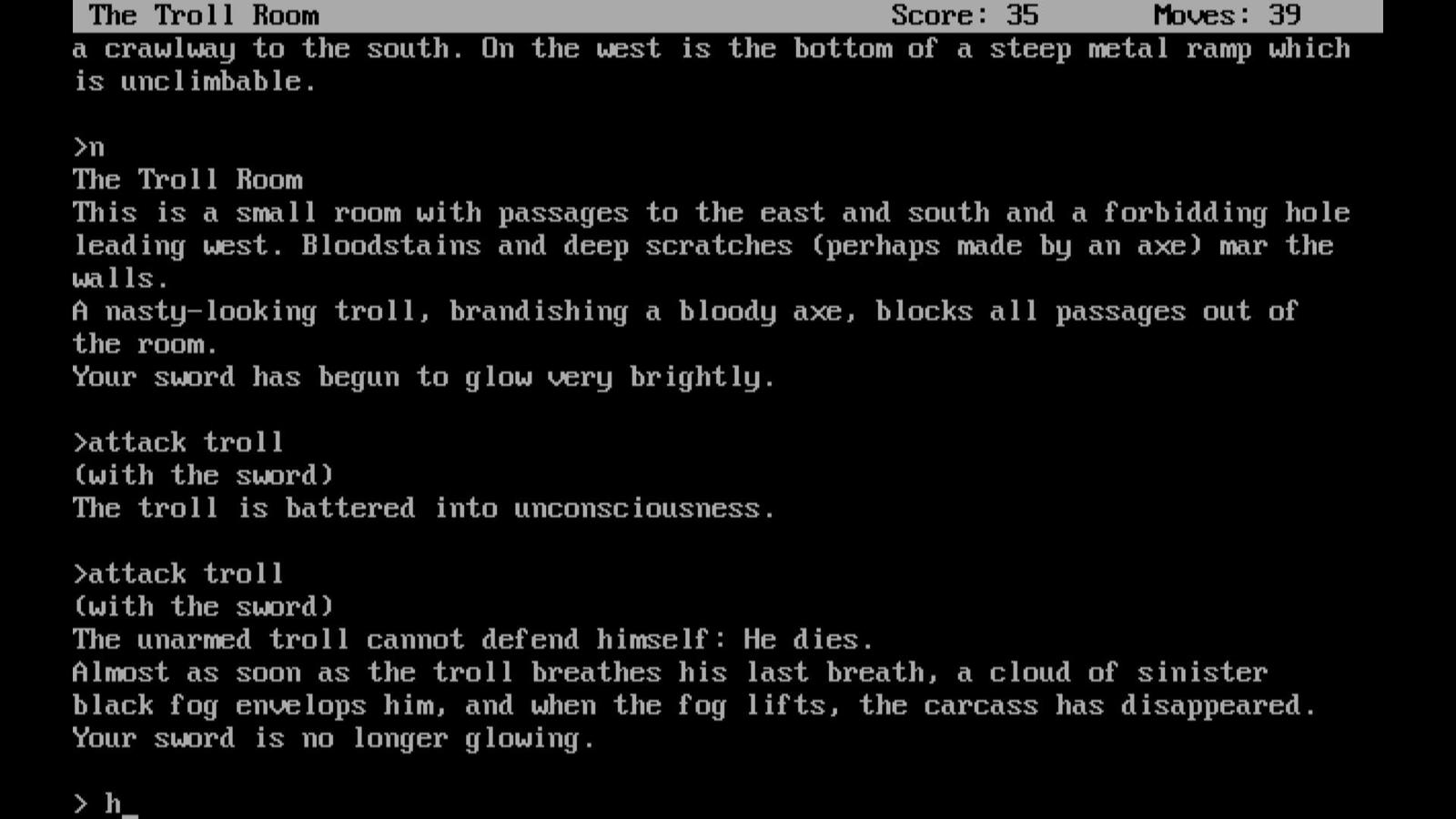 Textová hra Zork 1 z roku 1980